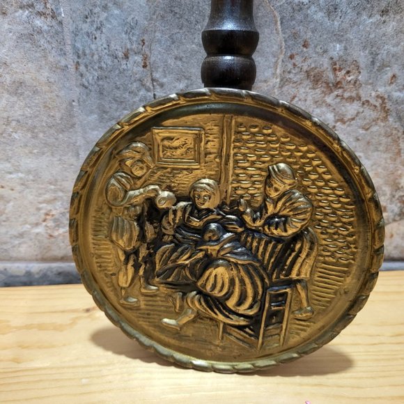 VTG Brass Wall Pocket Brass Match Holder Pub Scene Decorative Wall Plate - Picture 6 of 13